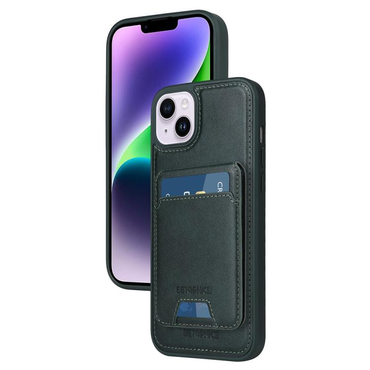 For iPhone 14 Plus BETOPNICE Vertical Flip Detachable MagSafe Wallet Phone Case(Green)