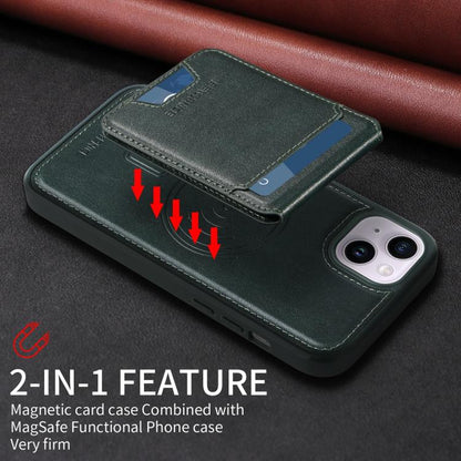 For iPhone 14 Plus BETOPNICE Vertical Flip Detachable MagSafe Wallet Phone Case(Green)