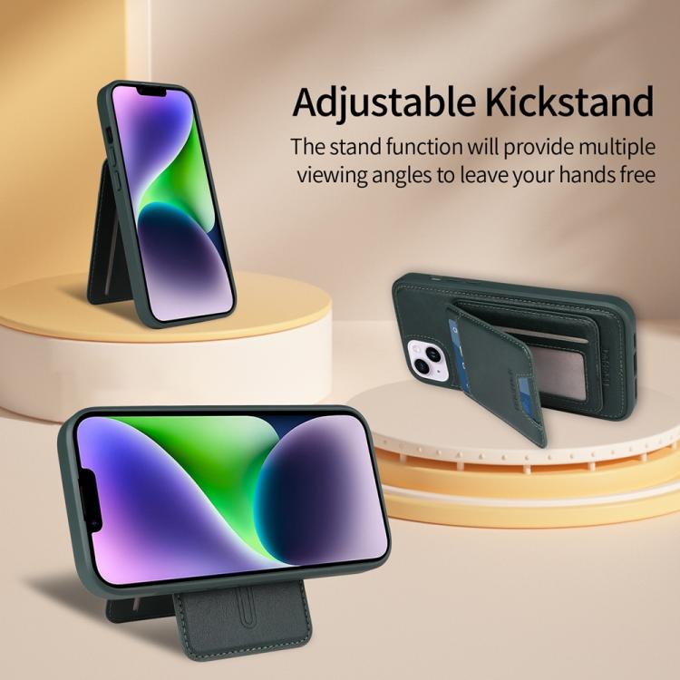 For iPhone 14 Plus BETOPNICE Vertical Flip Detachable MagSafe Wallet Phone Case(Green)