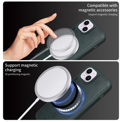 For iPhone 14 Plus BETOPNICE Vertical Flip Detachable MagSafe Wallet Phone Case(Green)