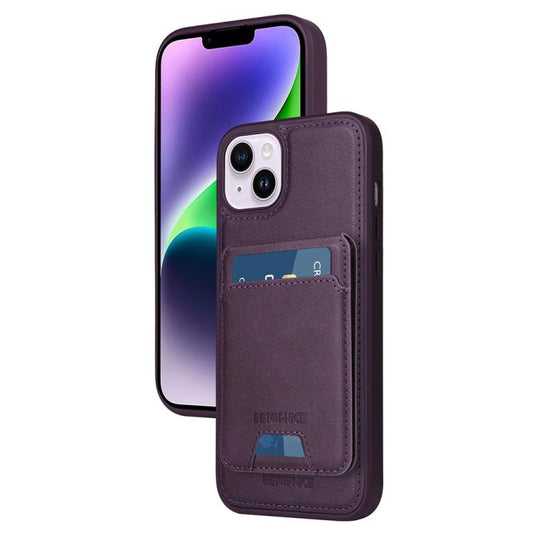 Pour iPhone 14 Plus Étui portefeuille MagSafe amovible à rabat vertical BETOPNICE (Violet)