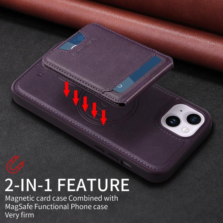 For iPhone 14 Plus BETOPNICE Vertical Flip Detachable MagSafe Wallet Phone Case(Purple)