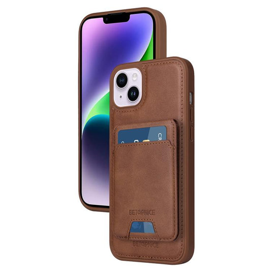 Pour iPhone 14 Plus Étui portefeuille MagSafe amovible à rabat vertical BETOPNICE (marron)