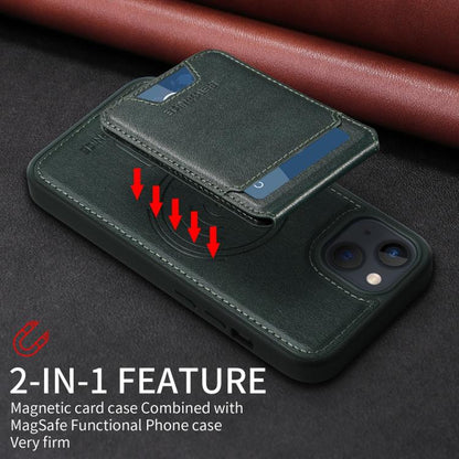 For iPhone 14 / 13 BETOPNICE Vertical Flip Detachable MagSafe Wallet Phone Case(Green)