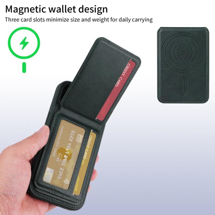 For iPhone 14 / 13 BETOPNICE Vertical Flip Detachable MagSafe Wallet Phone Case(Green)