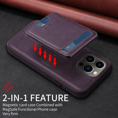 For iPhone 13 Pro BETOPNICE Vertical Flip Detachable MagSafe Wallet Phone Case(Purple)