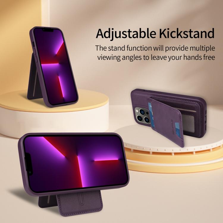 For iPhone 13 Pro BETOPNICE Vertical Flip Detachable MagSafe Wallet Phone Case(Purple)