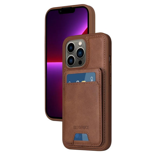 Pour iPhone 13 Pro Étui portefeuille magnétique détachable à rabat vertical BETOPNICE (marron)