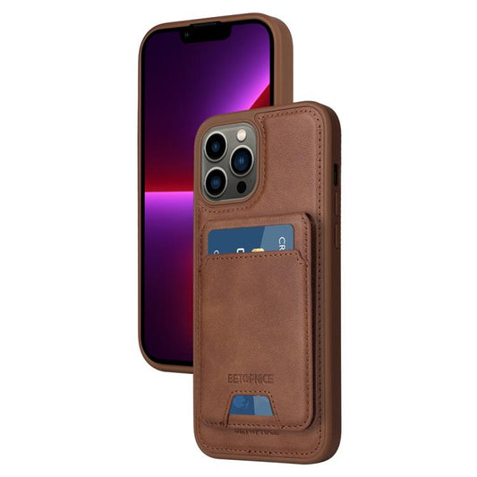 Pour iPhone 13 Pro Max Étui de Téléphone à Rabat Vertical Détachable MagSafe de la Marque BETOPNICE (Marron)