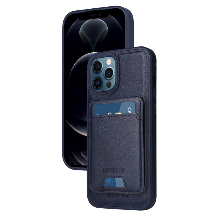 For iPhone 12 Pro Max BETOPNICE Vertical Flip Detachable MagSafe Wallet Phone Case(Blue)