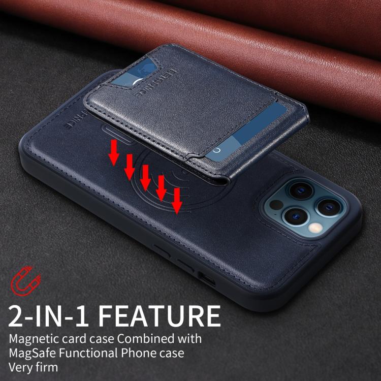 For iPhone 12 Pro Max BETOPNICE Vertical Flip Detachable MagSafe Wallet Phone Case(Blue)