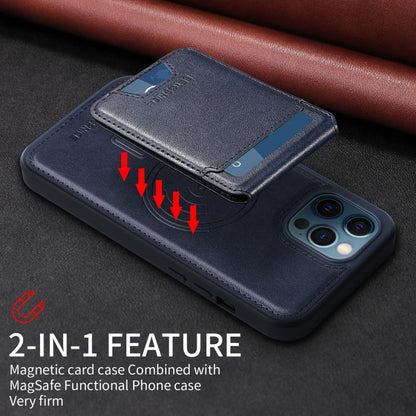 For iPhone 12 Pro Max BETOPNICE Vertical Flip Detachable MagSafe Wallet Phone Case(Blue)