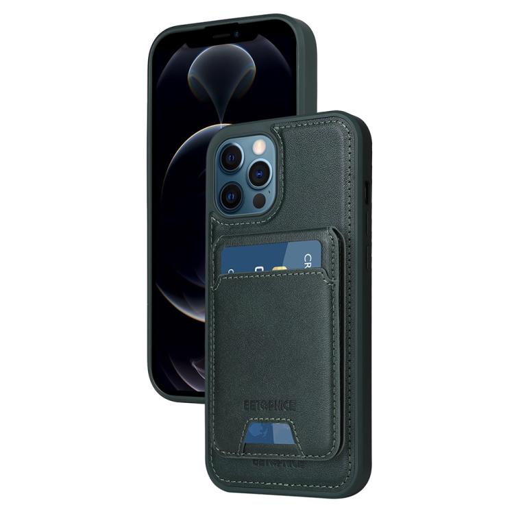 For iPhone 12 Pro Max BETOPNICE Vertical Flip Detachable MagSafe Wallet Phone Case(Green)