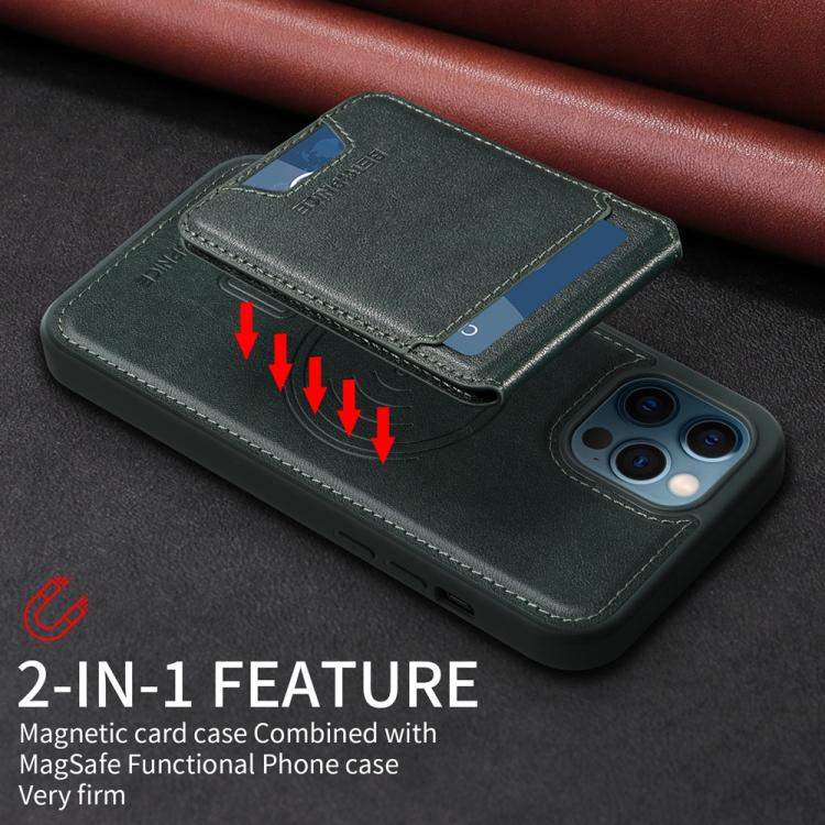 For iPhone 12 Pro Max BETOPNICE Vertical Flip Detachable MagSafe Wallet Phone Case(Green)