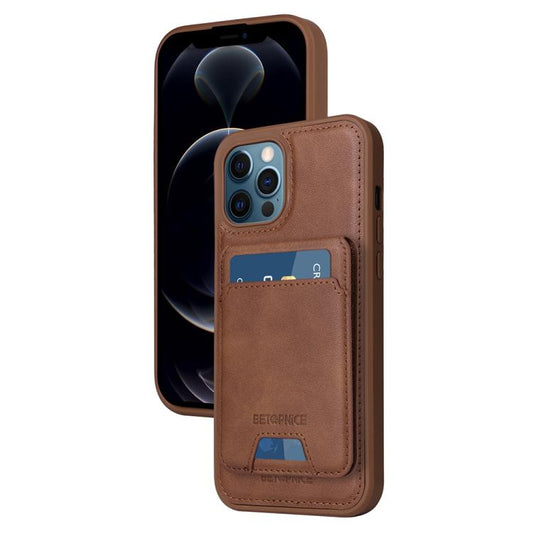 Pour iPhone 12 Pro Max BETOPNICE Étui portefeuille MagSafe détachable à rabat vertical (Marron)
