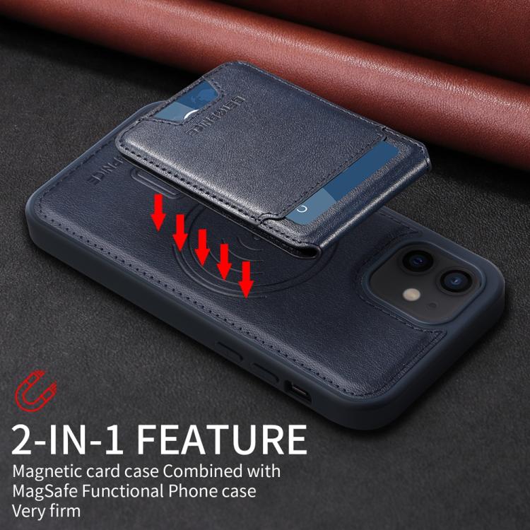 For iPhone 12 / 12 Pro BETOPNICE Vertical Flip Detachable MagSafe Wallet Phone Case(Blue)