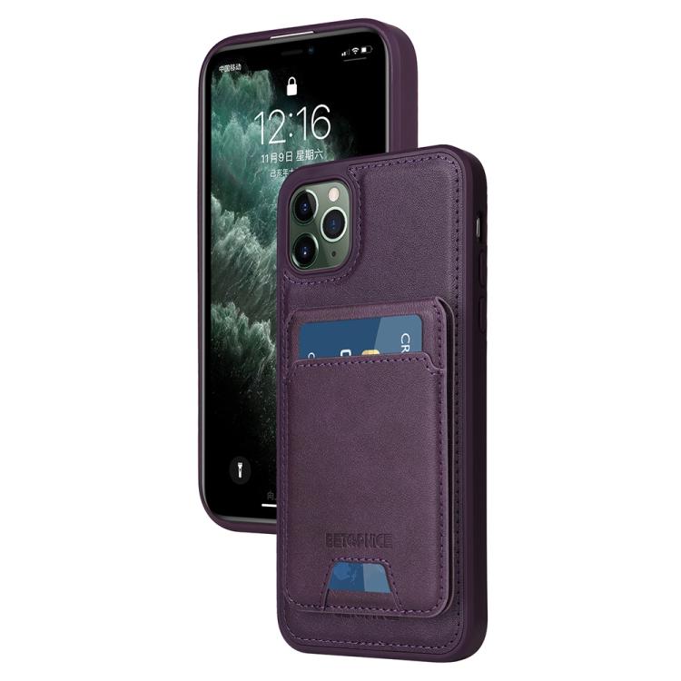 Pour iPhone 11 Pro Max BETOPNICE Étui portefeuille MagSafe détachable à rabat vertical (violet)