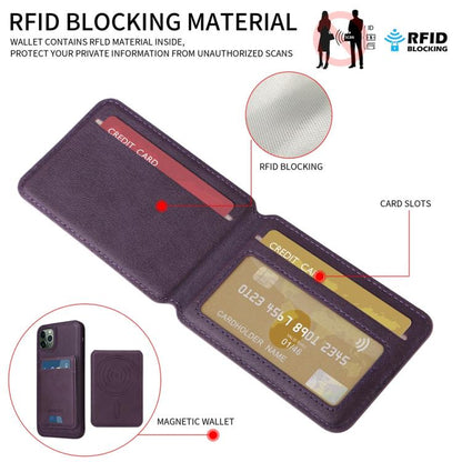 Pour iPhone 11 Pro Max BETOPNICE Étui portefeuille MagSafe détachable à rabat vertical (violet)