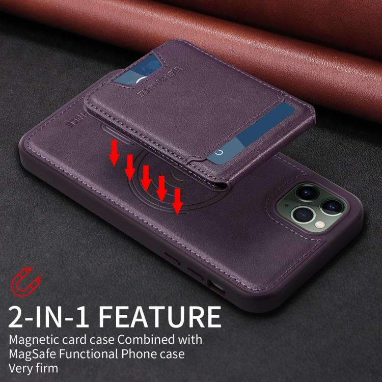 Pour iPhone 11 Pro Max BETOPNICE Étui portefeuille MagSafe détachable à rabat vertical (violet)