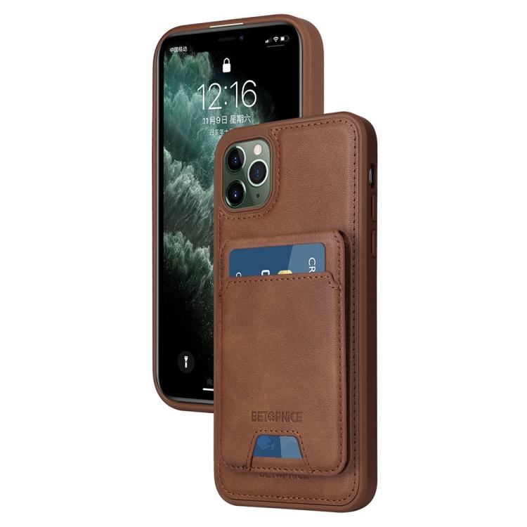 Pour iPhone 11 Pro Max BETOPNICE Étui portefeuille détachable MagSafe à rabat vertical (Marron)