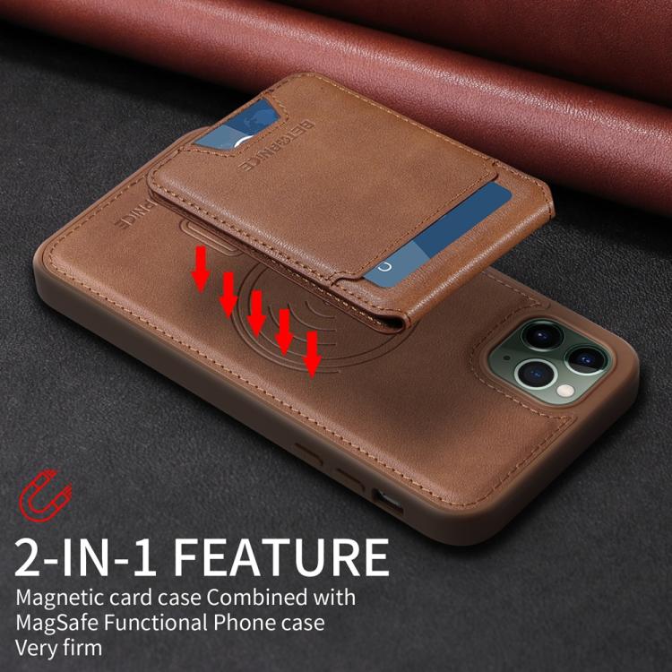 Pour iPhone 11 Pro Max BETOPNICE Étui portefeuille détachable MagSafe à rabat vertical (Marron)