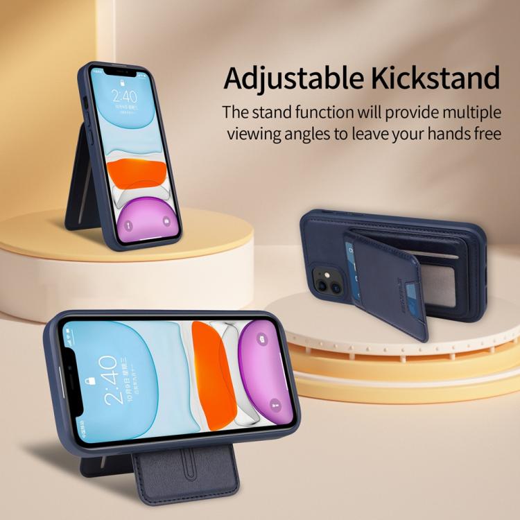 For iPhone 11 BETOPNICE Vertical Flip Detachable MagSafe Wallet Phone Case(Blue)