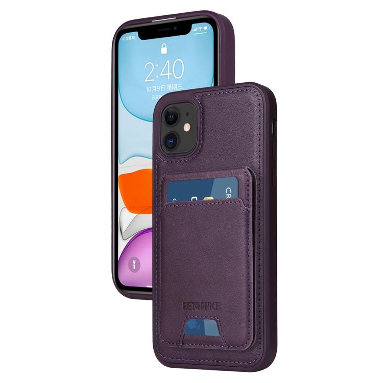 For iPhone 11 BETOPNICE Vertical Flip Detachable MagSafe Wallet Phone Case(Purple)