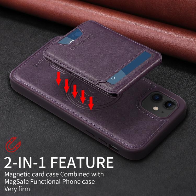 For iPhone 11 BETOPNICE Vertical Flip Detachable MagSafe Wallet Phone Case(Purple)