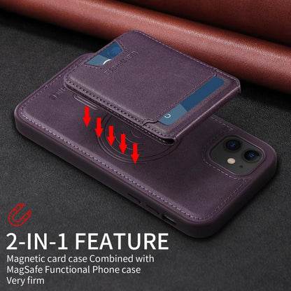 For iPhone 11 BETOPNICE Vertical Flip Detachable MagSafe Wallet Phone Case(Purple)
