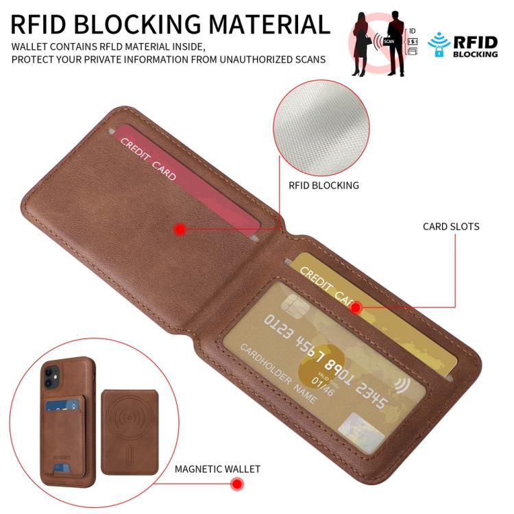 For iPhone 11 BETOPNICE Vertical Flip Detachable MagSafe Wallet Phone Case(Brown)