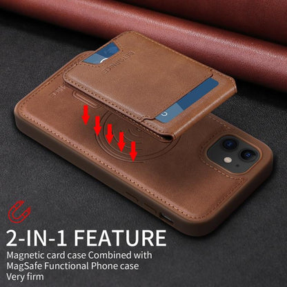 For iPhone 11 BETOPNICE Vertical Flip Detachable MagSafe Wallet Phone Case(Brown)