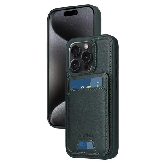 For iPhone 15 Pro BETOPNICE Vertical Flip Detachable MagSafe Wallet Phone Case(Green)