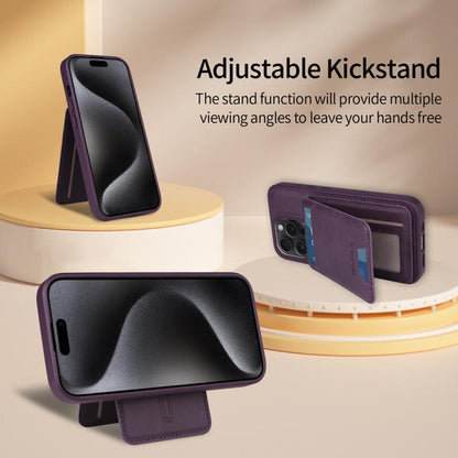 For iPhone 15 Pro BETOPNICE Vertical Flip Detachable MagSafe Wallet Phone Case(Purple)