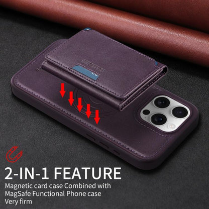 For iPhone 16 Pro Max BETOPNICE Horizontal Flip Detachable MagSafe Wallet Phone Case(Purple)