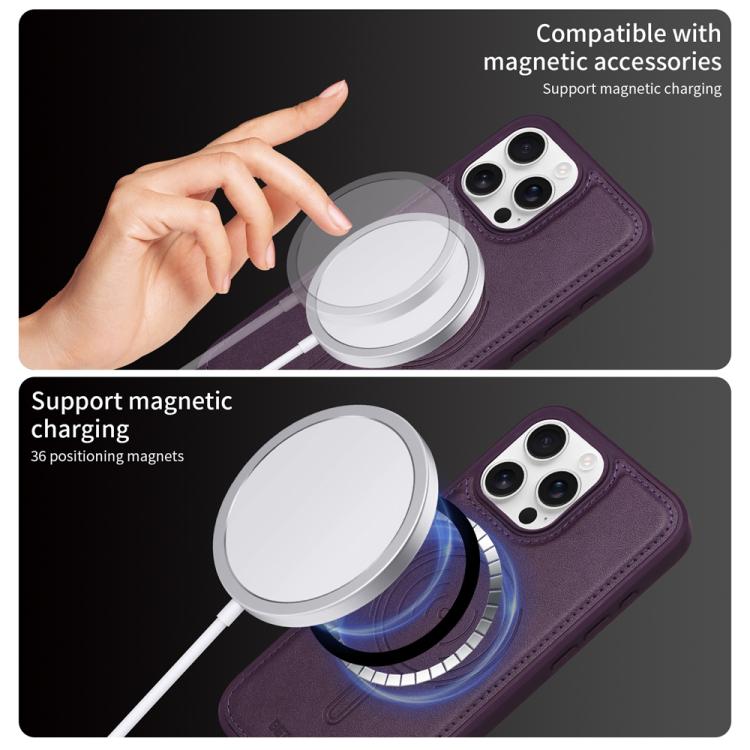 For iPhone 16 Pro Max BETOPNICE Horizontal Flip Detachable MagSafe Wallet Phone Case(Purple)