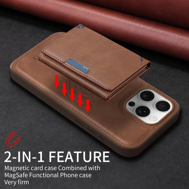 For iPhone 16 Pro Max BETOPNICE Horizontal Flip Detachable MagSafe Wallet Phone Case(Brown)