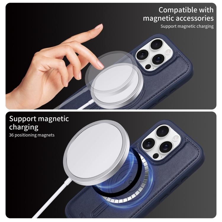 For iPhone 16 Pro BETOPNICE Horizontal Flip Detachable MagSafe Wallet Phone Case(Blue)