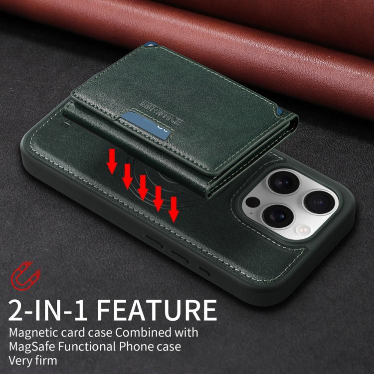 For iPhone 16 Pro BETOPNICE Horizontal Flip Detachable MagSafe Wallet Phone Case(Green)