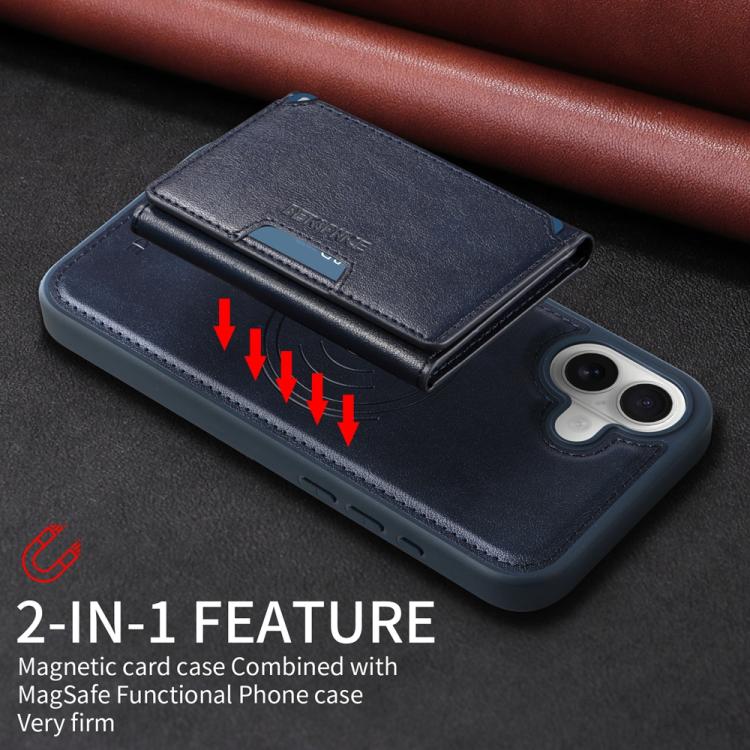 For iPhone 16 Plus BETOPNICE Horizontal Flip Detachable MagSafe Wallet Phone Case(Blue)