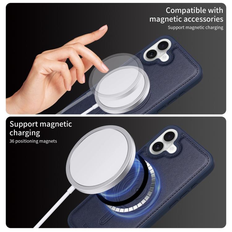 For iPhone 16 Plus BETOPNICE Horizontal Flip Detachable MagSafe Wallet Phone Case(Blue)
