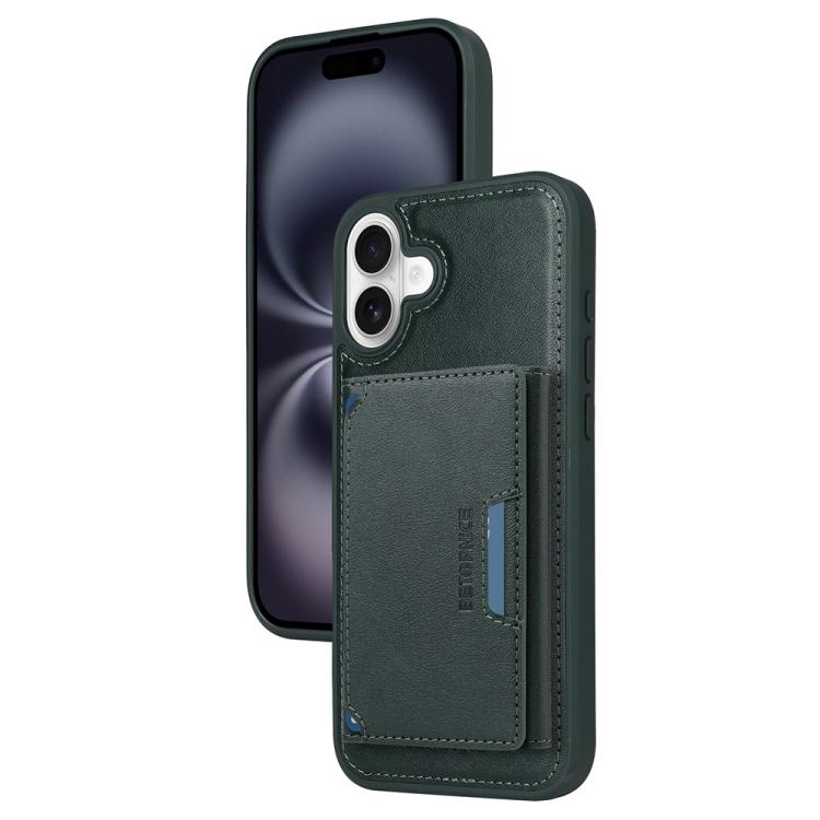For iPhone 16 Plus BETOPNICE Horizontal Flip Detachable MagSafe Wallet Phone Case(Green)