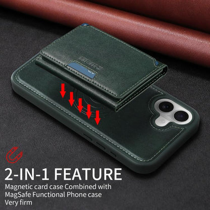 For iPhone 16 Plus BETOPNICE Horizontal Flip Detachable MagSafe Wallet Phone Case(Green)