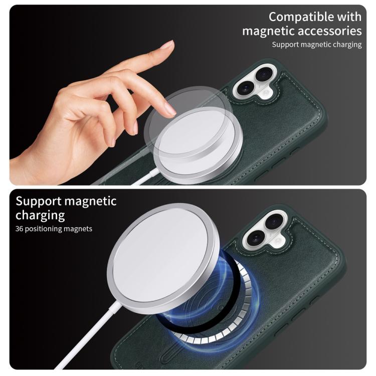 For iPhone 16 Plus BETOPNICE Horizontal Flip Detachable MagSafe Wallet Phone Case(Green)