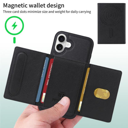Pour iPhone 16 Plus Étui portefeuille magnétique détachable à rabat horizontal BETOPNICE (Noir)
