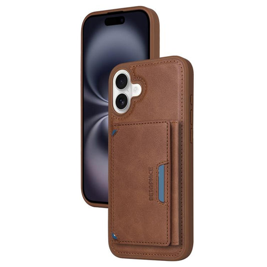 Pour iPhone 16 Plus BETOPNICE Étui portefeuille magnétique détachable à rabat horizontal (marron)