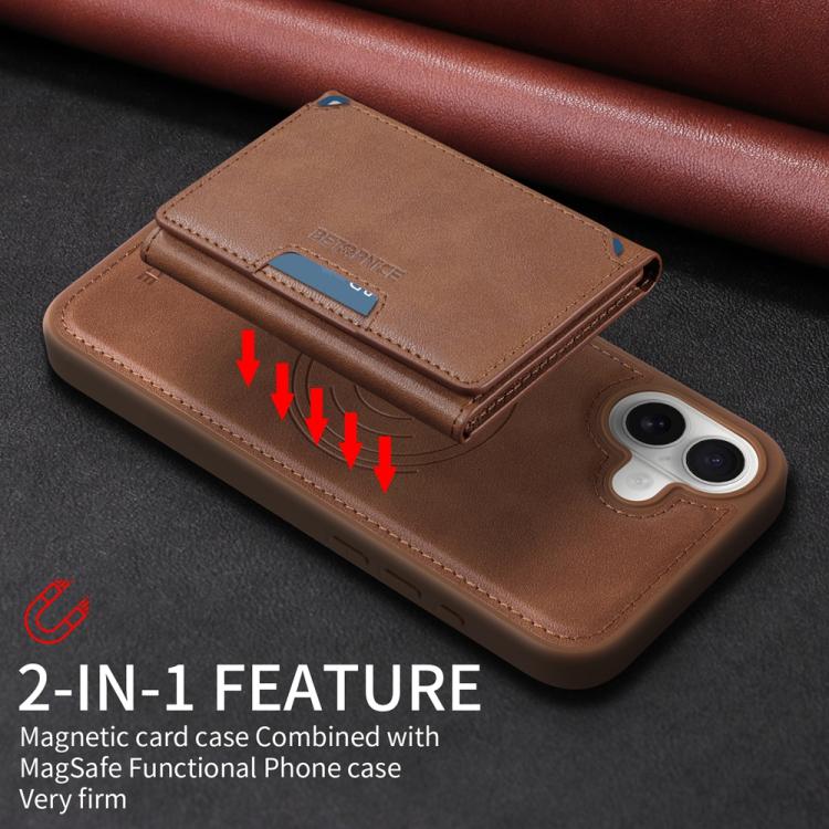 For iPhone 16 Plus BETOPNICE Horizontal Flip Detachable MagSafe Wallet Phone Case(Brown)