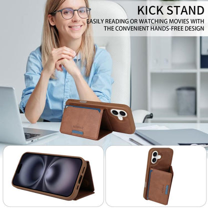 For iPhone 16 Plus BETOPNICE Horizontal Flip Detachable MagSafe Wallet Phone Case(Brown)