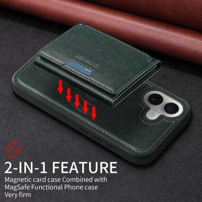 For iPhone 16 BETOPNICE Horizontal Flip Detachable MagSafe Wallet Phone Case(Green)