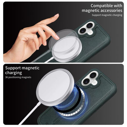 For iPhone 16 BETOPNICE Horizontal Flip Detachable MagSafe Wallet Phone Case(Green)