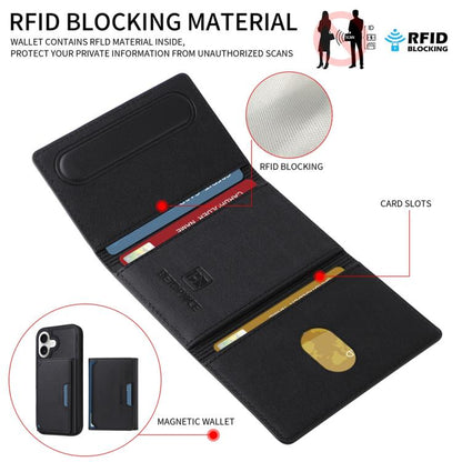 For iPhone 16 BETOPNICE Horizontal Flip Detachable MagSafe Wallet Phone Case(Black)